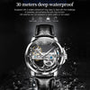 OLEVS 6661 Men Fashion Luminous Waterproof Mechanical Watch(Black + Silver)