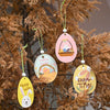 Easter Wooden Pendants Festive Atmosphere Decorative Items(Purple Pants Take Carrot Rabbit)
