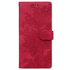 For iPhone 12 mini / 13 mini Lace Floral Embossed Magnetic Buckle Leather Phone Case(Red)