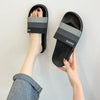 Men and Women Slippers Summer Non-slip Couples Go Out Home One Word Slippers, Size: 36-37(Three Rods-Black)