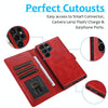 For Samsung Galaxy S22 Ultra 5G Calf Texture 2 in 1 Detachable Magnetic Back Cover Leather Case(Red)