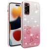 For Samsung Galaxy S20 Gradient Glitter Flower All-inclusive Phone Case(Pink)