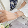 OPK 1106 Cold Style Personalized Double Layer Temperament Peach Heart Pearl Stainless Steel Bracelet, Color: Steel Color