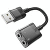 hoco LS37 Spirit Transparent 2 in 1 USB to 3.5mm External Sound Card(Black)