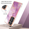For Samsung Galaxy S25 Ultra 5G Electroplating Marble Pattern Dual-side IMD TPU Shockproof Phone Case(Purple 001)