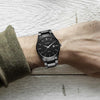 CURREN 8106 Fashion Business Calendar Waterproof Full Steel Quartz Watch(black case white face)