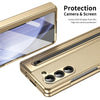 For Samsung Galaxy Z Fold5 Integrated PC + PU Phone Case with Pen / Pen Box(Gold)