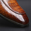 Crocodile Pattern Business Flat Bottom Leather Formal Shoes, Size:41(Brown)