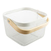 Square  Wooden Handle Mesh Basket Snack Fruit Storage Basket(White)