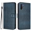 For Samsung Galaxy Note10+ Line Splicing Buckle Retro Leather Phone Case(Dark Blue)