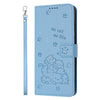 For Redmi K70 / K70 Pro Embossed Kitten Phone Leather Case with Lanyard(Blue)