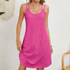 Women Summer Round Neck Halter Loose Sleeveless Dress, Size: XXL(Rose Pink)