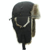 Winter Outdoor Padded Adjustable Head Circumference Ski Hat Warm Ear Protected Cap Flight Hats (Dark Blue Brown Fur)