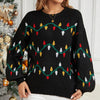 Women Christmas Sweater Sweet Loose Pullover Knit Sweater, Size: M(Black)