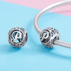 S925 Sterling Silver 26 English Letter Beads DIY Bracelet Necklace Accessories, Style:P