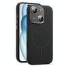 For iPhone 15 AG Fine Hole Liquid Silicone MagSafe Magnetic Phone Case(Black)