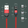 1m 3A Output 3 in 1 USB to 8 Pin + USB-C / Type-C + Micro USB 540 Degree Rotating Magnetic Data Sync Charging Cable(Black)