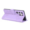 For Samsung Galaxy S23 Ultra 5G Rose Flower Embossed 3-Card Slots Leather Phone Case(Purple)