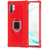 For Galaxy Note 10+ Carbon Fiber Protective Case with 360 Degree Rotating Ring Holder(Red)