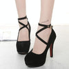 Women Shoes Round Toe Stiletto High Heels, Size:37(Black)