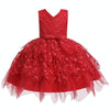 Girls Irregular Embroidered Beaded Bow-knot Tutu Sleeveless Dress Show Dress, Appropriate Height:110cm(Red)