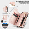 For iPhone 8 Plus / 7 Plus Double Flap Zipper RFID Leather Phone Case with Short Lanyard(Rose Gold)