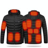 11 Zone Double Control Black USB Winter Electric Heated Jacket Warm Thermal Jacket, Size: XL