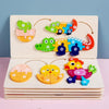 Wooden Animal Growth Process Evolution 3D Jigsaw Puzzle Toy Early Education Building Blocks(Dinosaur)