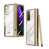 For Samsung Galaxy Z Fold2 5G Full Body Electroplating Hinge Phone Case with Stylus(Gold)