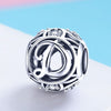 S925 Sterling Silver 26 English Letter Beads DIY Bracelet Necklace Accessories, Style:D