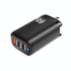 TE-65W GaN PD65W Dual USB-C/Type-C+USB-A Laptop Tablet AdapterUS Plug(Black)