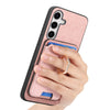 For Samsung Galaxy S24+ 5G Retro Cross Leather Ring Vertical Insert Card Bag MagSafe Phone Case(Pink)