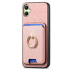 For Samsung Galaxy XCover 7 Retro Cross Leather Ring Vertical Insert Card Bag MagSafe Phone Case(Pink)