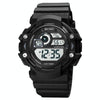 SKMEI 1778 Multifunction Dual Time Digital Display LED Luminous Men Sports Electronic Watch(Black White)