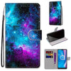 For Alcatel 1SE (2020) Coloured Drawing Cross Texture Horizontal Flip PU Leather Case with Holder & Card Slots & Wallet & Lanyard(Purple Green Starry Sky)