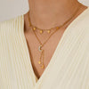 OPK GX2437 Stainless Steel Star Moon Tassel Pendant Double Layers Stacked Collarbone Chain(Gold)
