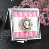Handmade DIY Diamond Portable Double Sided Folding Mirror Gem Beauty Head(Pink)