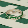 SCR942-8 S925 Sterling Silver Personalized White Green Diamond Texture Ring Hand Decoration