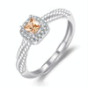 J355 Valentine Day Square Champagne Zircon Ring(White Gold)