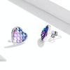 S925 Sterling Silver Fish Scale Heart Ear Studs Women Earrings