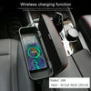 2 PCS Universal Car Wireless Qi Standard Charger PU Leather Wrapped Armrest Box Cushion Car Armrest Box Mat with Storage Box (Black)