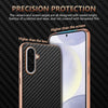 For Samsung Galaxy A36 AZNS Electroplated Edge Carbon Fiber Texture Phone Case(Brown)