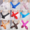 1pair Bride Gloves Satin Long Vintage Travel Sunscreen Dress Wedding Gloves(Red)
