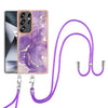 For Samsung Galaxy S25 Ultra 5G Electroplating Marble Dual-side IMD Phone Case with Lanyard(Purple 002)