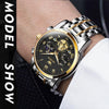 OLEVS 2859 Men Multifunctional Luminous Waterproof Quartz Watch(Black + Gold)