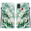 For Samsung Galaxy A21s Crystal Texture Colored Drawing Leather Phone Case(Jade Flowers)