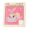 2 PCS Cartoon Animal Double-Sided Klotski Puzzle Children Wooden Toy Early Education Jigsaw Puzzle(Rabbit)