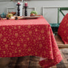 Linen Cotton Christmas Party Tablecloth Rectangle Bronzing Dinning Table Cover, Size:140x140cm(Red)