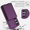 For Samsung Galaxy S24 FE 5G Crossbody Dual-buckle Wallet RFID Back Leather Phone Case(Dark Purple)