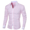 Casual Business Men Dress Long Sleeve Cotton Stylish Social Shirts, Size:L(Pink)